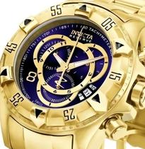 Relógio Masculino 6469 Fundo Azul Banhado a Ouro Caixa 52mm Relógio Masculino 6469 Fundo Azul Banhado a Ouro Caixa 52mm