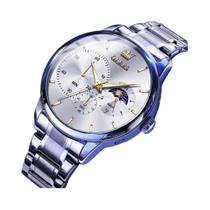 Relógio Masculino À Prova D'Água Luminosa Em Aço Inoxidável Quartz OLEVS 2936 Casual Fase Lunar