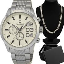 Relógio Masculino Á Prova D'água Original + Corrente 18k