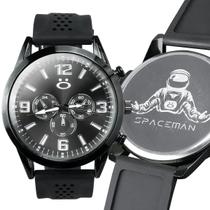 Relógio Masculino Aço Inox Correia Silicone Preto Premium