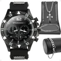 relogio masculino aço inox + pulseira + cordão prata grumet presente black piano crucifixo inoxidável social Ajustavel relogio masculino aço inox + pulseira + cordão prata grumet presente black piano crucifixo inoxidável social Ajustavel