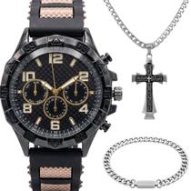 relogio masculino aço inox + pulseira inoxidável casual Ajustavel black piano crucifixo original social pai nosso relogio masculino aço inox + pulseira inoxidável casual Ajustavel black piano crucifixo original social pai nosso