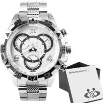 Relogio masculino aço inoxidavel prata + caixa premium grande social analogico original casual pesado presente ponteiro