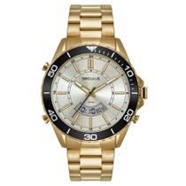 Relógio Masculino Anadigi Dourado Catraca Giratória - Seculus Relógio Masculino Anadigi Dourado Catraca Giratória - Seculus