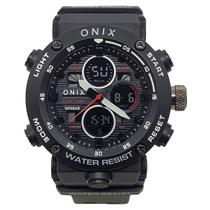Relógio Masculino AnaDigi Onix OX116 Resistente à água 5 ATM Preto Caixa em Resina Pulseira de Silicone Visor Acrílico Redondo Fivela Bateria Casual Relógio Masculino AnaDigi Onix OX116 Resistente à água 5 ATM Preto Caixa em Resina Pulseira de Silicone Visor Acrílico Redondo Fivela Bateria Casual