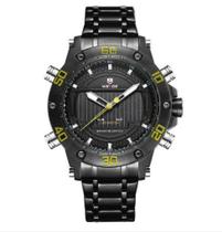 Relógio masculino anadigi preto inox digital analógico multifunção esportivo social wh-6910 6910 weide