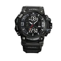 Relógio Masculino AnaDigi Skmei 2222 Resistente à água 5 ATM Preto Caixa em Resina Pulseira de Plástico Redondo Fivela Bateria Casual Original