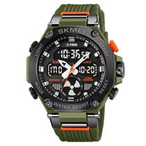Relógio Masculino AnaDigi Skmei 2223 Resistente à água 5 ATM Caixa em Resina Verde Pulseira de Borracha Visor Acrílico Redondo Fivela Bateria Casual