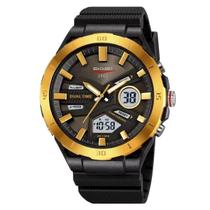 Relógio Masculino AnaDigi Skmei 2402 Resistente à água 5 ATM Branco Caixa em Resina Dourado Pulseira de Plástico Preto Visor Acrílico Redondo Fivela Relógio Masculino AnaDigi Skmei 2402 Resistente à água 5 ATM Branco Caixa em Resina Dourado Pulseira de Plástico Preto Visor Acrílico Redondo Fivela