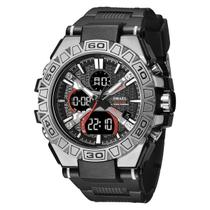 Relógio Masculino AnaDigi Smael 8071 Resistente à água 5 ATM Caixa em Resina Prata Pulseira de Borracha Preto Visor Acrílico Redondo Fivela Casual Relógio Masculino AnaDigi Smael 8071 Resistente à água 5 ATM Caixa em Resina Prata Pulseira de Borracha Preto Visor Acrílico Redondo Fivela Casual
