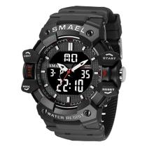 Relógio Masculino AnaDigi Smael 8080 Resistente à água 5 ATM Caixa em Resina Preto Pulseira de Borracha Visor Acrílico Redondo Fivela Bateria Casual