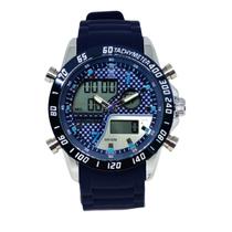 Relógio Masculino AnaDigi Tuguir 2308 Resistente à água 5 ATM Azul e Prata Caixa em Metal Prata Pulseira de Borracha Azul Visor Cristal Mineral Relógio Masculino AnaDigi Tuguir 2308 Resistente à água 5 ATM Azul e Prata Caixa em Metal Prata Pulseira de Borracha Azul Visor Cristal Mineral