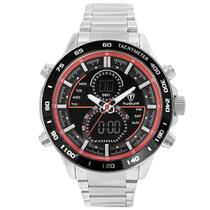 Relógio Masculino AnaDigi Tuguir TG1156 Resistente à água 5 ATM Preto Caixa em Metal Prata Pulseira de Aço Visor Cristal Mineral Redondo Dobrável com Relógio Masculino AnaDigi Tuguir TG1156 Resistente à água 5 ATM Preto Caixa em Metal Prata Pulseira de Aço Visor Cristal Mineral Redondo Dobrável com