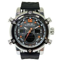 Relógio Masculino AnaDigi Weide WH-5205 Resistente à água 3 ATM Caixa em Metal Prata Pulseira de Silicone Preto Visor Cristal Mineral Redondo Fivela Relógio Masculino AnaDigi Weide WH-5205 Resistente à água 3 ATM Caixa em Metal Prata Pulseira de Silicone Preto Visor Cristal Mineral Redondo Fivela