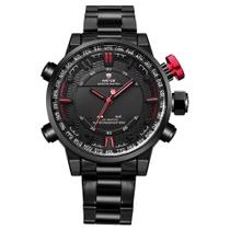 Relógio Masculino AnaDigi Weide WH6402B Resistente à água 3 ATM Caixa em Metal Banho IP Preto Pulseira de Aço Visor Cristal Mineral Redondo Dobrável Relógio Masculino AnaDigi Weide WH6402B Resistente à água 3 ATM Caixa em Metal Banho IP Preto Pulseira de Aço Visor Cristal Mineral Redondo Dobrável