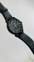 Relógio masculino analógico com pulseira de couro preto e mostrador cinza Orient