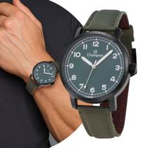 Relógio Masculino Analógico de Pulso Verde com Caixa de Metal Inoxidável e Pulseira de Nylon à Prova D Água Tático Militar Casual Verde Champion