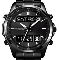 Relógio Masculino Analógico Digital Pulseira Aço Inoxidável Preto Relógio Masculino Analógico Digital Pulseira Aço Inoxidável Preto