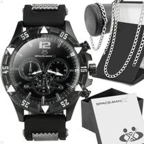 Relógio Masculino Analógico Preto Casual com Cordão e Pulseira Corrente Aço Inoxidável com Caixa Premium Kit Presente Ideal pra Ele Moda Social Relógio Masculino Analógico Preto Casual com Cordão e Pulseira Corrente Aço Inoxidável com Caixa Premium Kit Presente Ideal pra Ele Moda Social