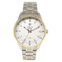 Relógio Masculino Analógico Tuguir Infinity 23-2229 Resistente à água 5 ATM Branco Caixa em Aço Prata Pulseira de Aço Visor Cristal Mineral Redondo