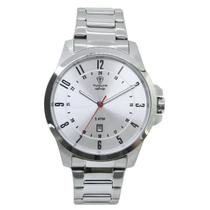 Relógio Masculino Analógico Tuguir Infinity 6117H Resistente à água 5 ATM Cinza Caixa em Aço Prata Pulseira de Aço Visor Cristal Mineral Redondo
