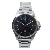 Relógio Masculino Analógico Tuguir Infinity 6117H Resistente à água 5 ATM Preto Caixa em Aço Prata Pulseira de Aço Visor Cristal Mineral Redondo