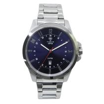 Relógio Masculino Analógico Tuguir Infinity 6117H Resistente à água 5 ATM Preto Caixa em Aço Prata Pulseira de Aço Visor Cristal Mineral Redondo