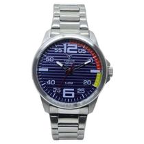 Relógio Masculino Analógico Tuguir Infinity 9169A Resistente à água 5 ATM Azul Caixa em Aço Prata Pulseira de Aço Visor Cristal Mineral Redondo