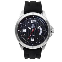 Relógio Masculino Analógico Tuguir Infinity 9169F Resistente à água 5 ATM Branco Caixa em Aço Prata Pulseira de Silicone Preto Visor Cristal Mineral