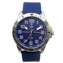 Relógio Masculino Analógico Tuguir Infinity 9169H Resistente à água 5 ATM Azul Caixa em Aço Prata Pulseira de Silicone Visor Cristal Mineral Redondo