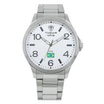 Relógio Masculino Analógico Tuguir Infinity TGI37226 Resistente à água 5 ATM Branco Caixa em Aço Prata Pulseira de Aço Visor Cristal Mineral Redondo