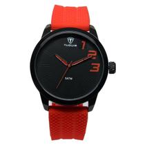 Relógio Masculino Analógico Tuguir TG224 Resistente à água 5 ATM Preto Caixa em Metal Pulseira de Silicone Vermelho Visor Cristal Mineral Redondo Relógio Masculino Analógico Tuguir TG224 Resistente à água 5 ATM Preto Caixa em Metal Pulseira de Silicone Vermelho Visor Cristal Mineral Redondo
