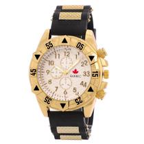 Relógio Masculino Banhado a Ouro Quebec Fundo Branco Original na Caixa