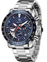 Relógio masculino Benyar com cronógrafo, analógico, quartzo, 30 m, à prova d'água, pulseira de malha esportiva, relógio Relógio masculino Benyar com cronógrafo, analógico, quartzo, 30 m, à prova d'água, pulseira de malha esportiva, relógio