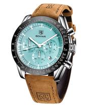 Relógio Masculino BENYAR - Pulseira de Couro Impermeável com Cronógrafo