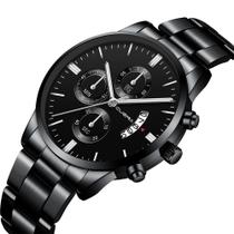 Relógio Masculino Black Motion Aço Inox Quartz Prateado