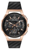 Relógio Masculino Bulova Curv Silicone Preto/Rosegold 98A185