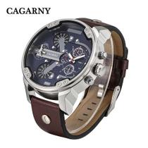 Relógio Masculino Cagarny Quartz Pulseira Couro Modelo Diesel