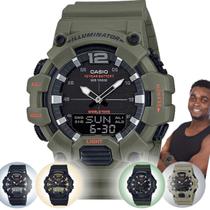 Relógio Masculino Casio Analógico Digital Redondo Hora Mudial 3 Alarmes Agenda Telefonica Esportivo Robusto Verde Hdc-700