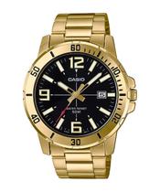 Relógio Masculino Casio Dourado Fundo Preto Com Data