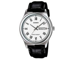 Relógio Masculino Casio Mtp-V006L 7Bu Prata Couro Preto