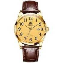 Relógio Masculino Casual Dourado Olevs Pulseira Em Material Sintético