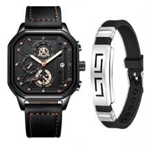Relógio Masculino Casual Luxo Cronógrafo Kit Com Pulseira