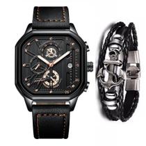 Relógio Masculino Casual Luxo Cronógrafo Kit Pulseira Relógio Masculino Casual Luxo Cronógrafo Kit Pulseira
