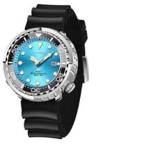 Relógio Masculino Casual Silicone Luxo Quartzo Data Impermeável - Prata azul claro