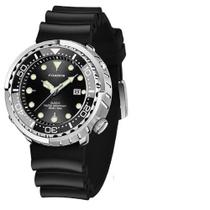 Relógio Masculino Casual Silicone Luxo Quartzo Data Impermeável - Prata preta - ElaShopp