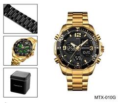 Relógio Masculino Casual Sport Social Dourado Prova D'água