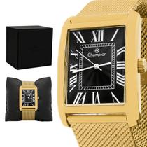 Relogio Masculino Champion Analogico Aço Inoxidavel Dourado Mostrador Preto Original Resistente a Agua 1 Ano de Garantia CN21345U