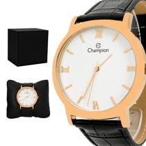 Relogio Masculino Champion Analogico Aço Inoxidavel Dourado Pulseira Couro Original Resistente a Agua 1 Ano de Garantia CN20006B