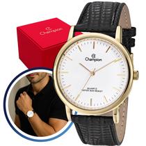 Relogio Masculino Champion Analogico Aço Inoxidavel Dourado Pulseira Couro Original Resistente a Agua 1 Ano de Garantia CN20042B